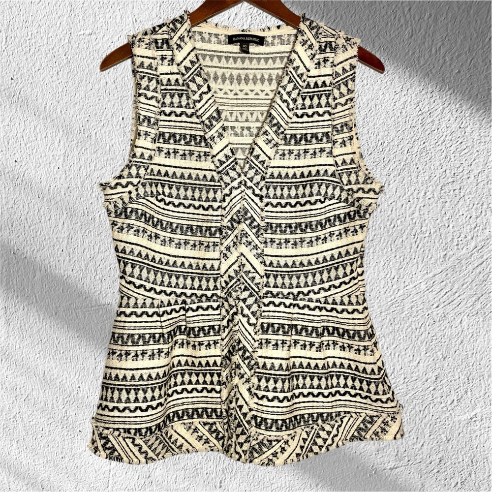 Banana Republic Geometric Peplum Top Tank Size 10